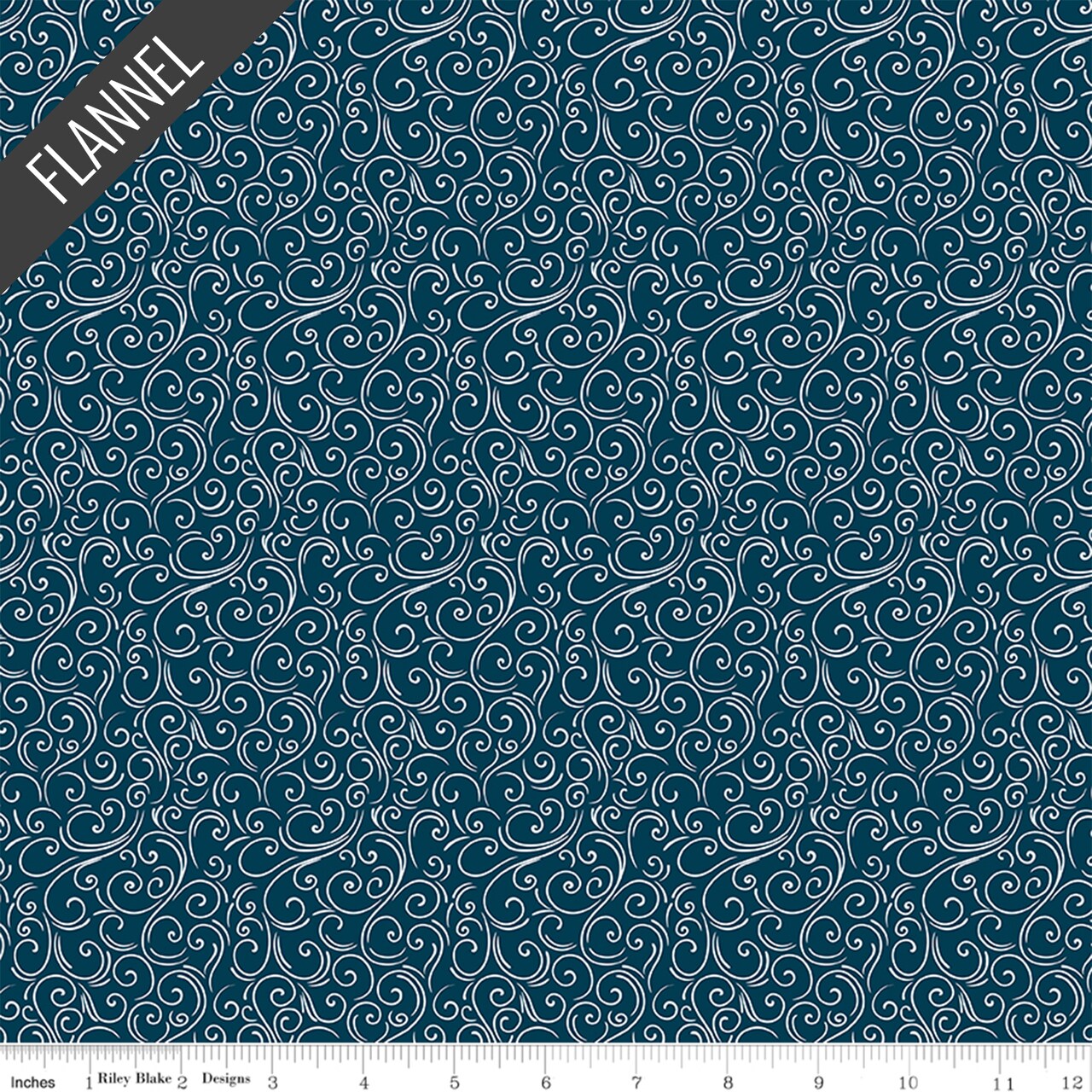 Winter Magic Swirls Flannel in Navy (f16788-navy) | Designer Flannel | Riley Blake Designs | Riley Blake